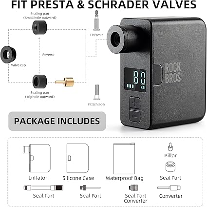 Mini bomba eléctrica 100PSI recargable Presta/Schrader