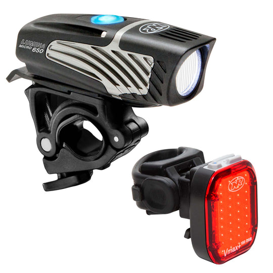 Combo de luces delanteras y traseras NiteRider Lumina™ Micro 650 y Vmax+™ 150